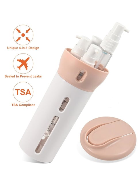 4 in 1 Travel Dispenser, Travel Shampoo and Conditioner Dispenser, Refillable Travel Bottles for Toiletries, Muti Pump Bottle Toiletry Bottles for Traveling