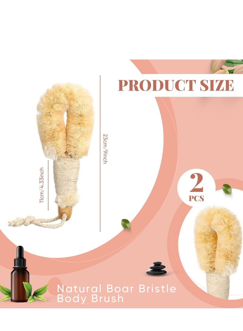 Dry Brushing Body Brush, Skin Exfoliating Scrub Scrubber Sisal Brush with Naturals Fibers for Care, Exfoliates 2PCS - Image 4
