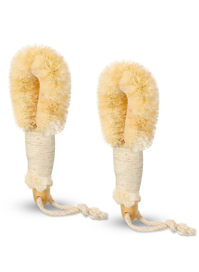 Dry Brushing Body Brush, Skin Exfoliating Scrub Scrubber Sisal Brush with Naturals Fibers for Care, Exfoliates 2PCS - Image 1