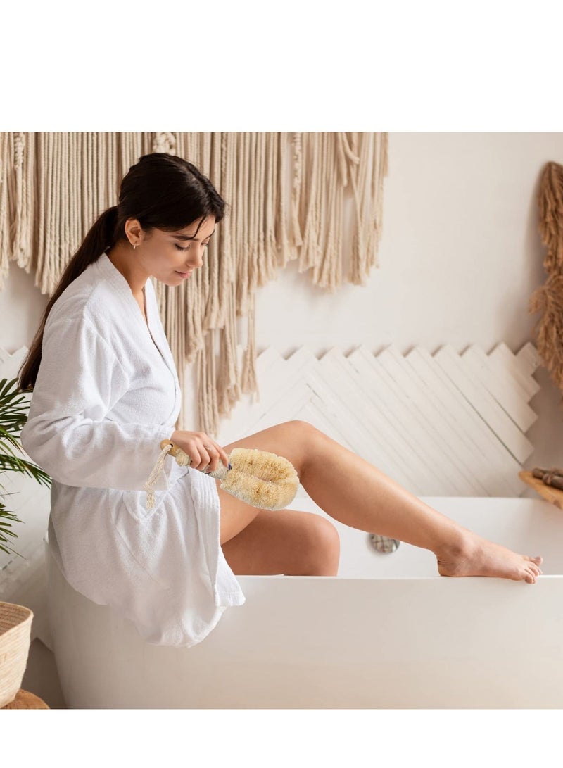 Dry Brushing Body Brush, Skin Exfoliating Scrub Scrubber Sisal Brush with Naturals Fibers for Care, Exfoliates 2PCS - Image 5