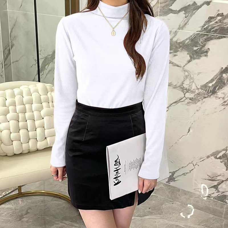 Womens Autumn Winter Turtleneck Thermal Top White 