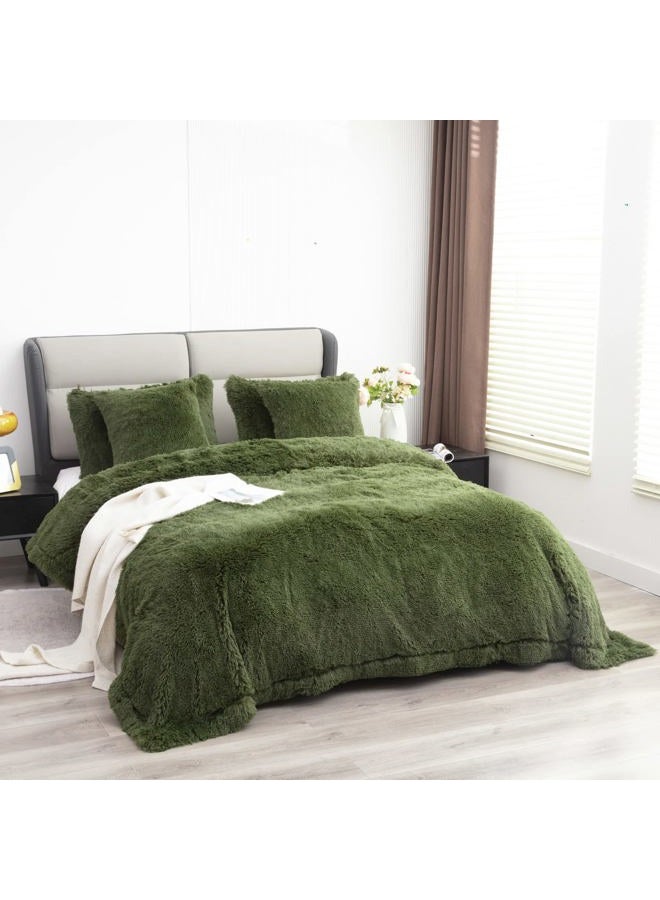 YUSOKI Faux Fur King Blanket(Olive Green,90" x 104"),Whithout Pillows,Winter Lightweight Plush Fuzzy Soft Cozy Microfiber Comfy Bed Blanket for Women Kids Girls Couch Sofa Washable - Image 3