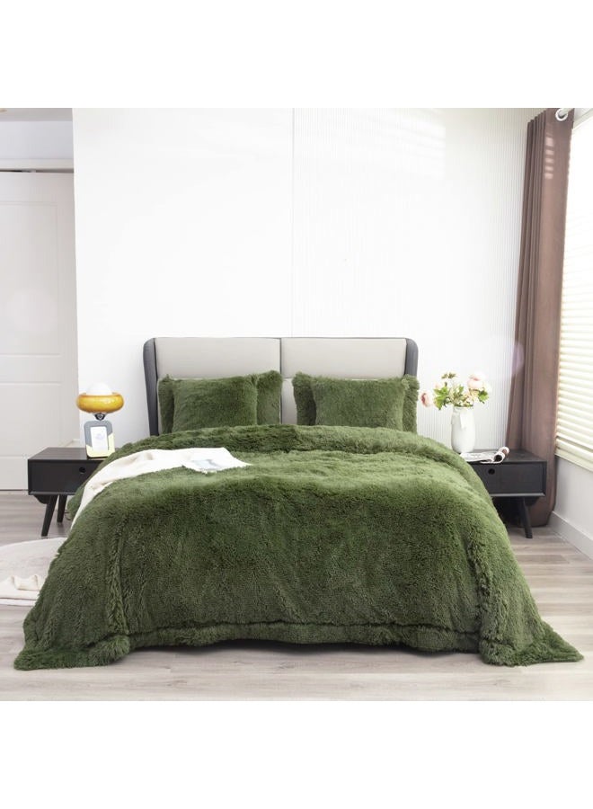 YUSOKI Faux Fur King Blanket(Olive Green,90" x 104"),Whithout Pillows,Winter Lightweight Plush Fuzzy Soft Cozy Microfiber Comfy Bed Blanket for Women Kids Girls Couch Sofa Washable - Image 2