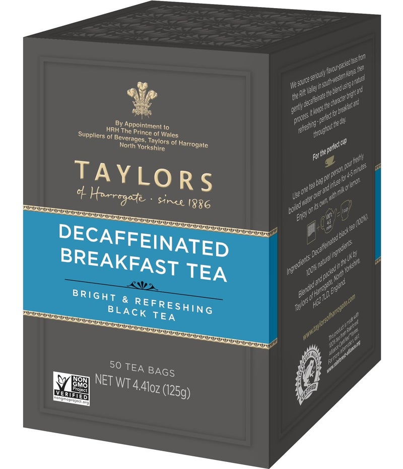 Taylors of Harrogate Decaffeinated Breakfast, 50 Teabags - Image 1