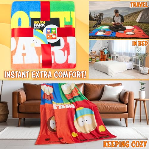 South Park Gifts for Men Teens Throw Blanket for Couch, Sofa, Bed, Soft Cozy Fleece Blankets Kenny Eric Cartman Bed Accessories Decor, 59 x 51 Inches (Multi) - Image 3