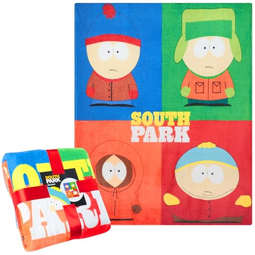 South Park Gifts for Men Teens Throw Blanket for Couch, Sofa, Bed, Soft Cozy Fleece Blankets Kenny Eric Cartman Bed Accessories Decor, 59 x 51 Inches (Multi) - Image 1