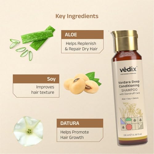 Vedix Vardara Deep Conditioning Anti Dandruff Shampoo For Women & Men | Shampoo For Dandruff & Dry Hair | 100 ml - Image 2