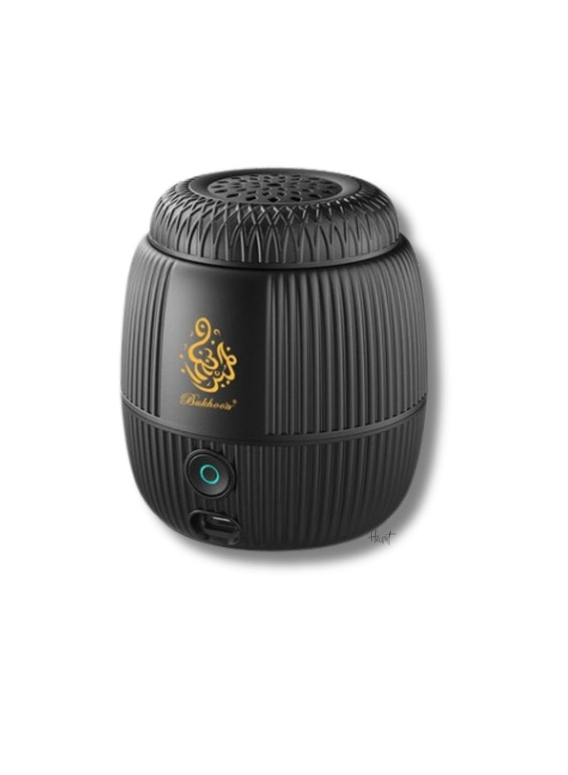 Houmt Portable Electronic Incense Burner Bakhoor Burner USB Rechargeable Electric Oud Bukhoon Diffuser Luxury Mini Hair Bukhoon Burner Black - Image 1