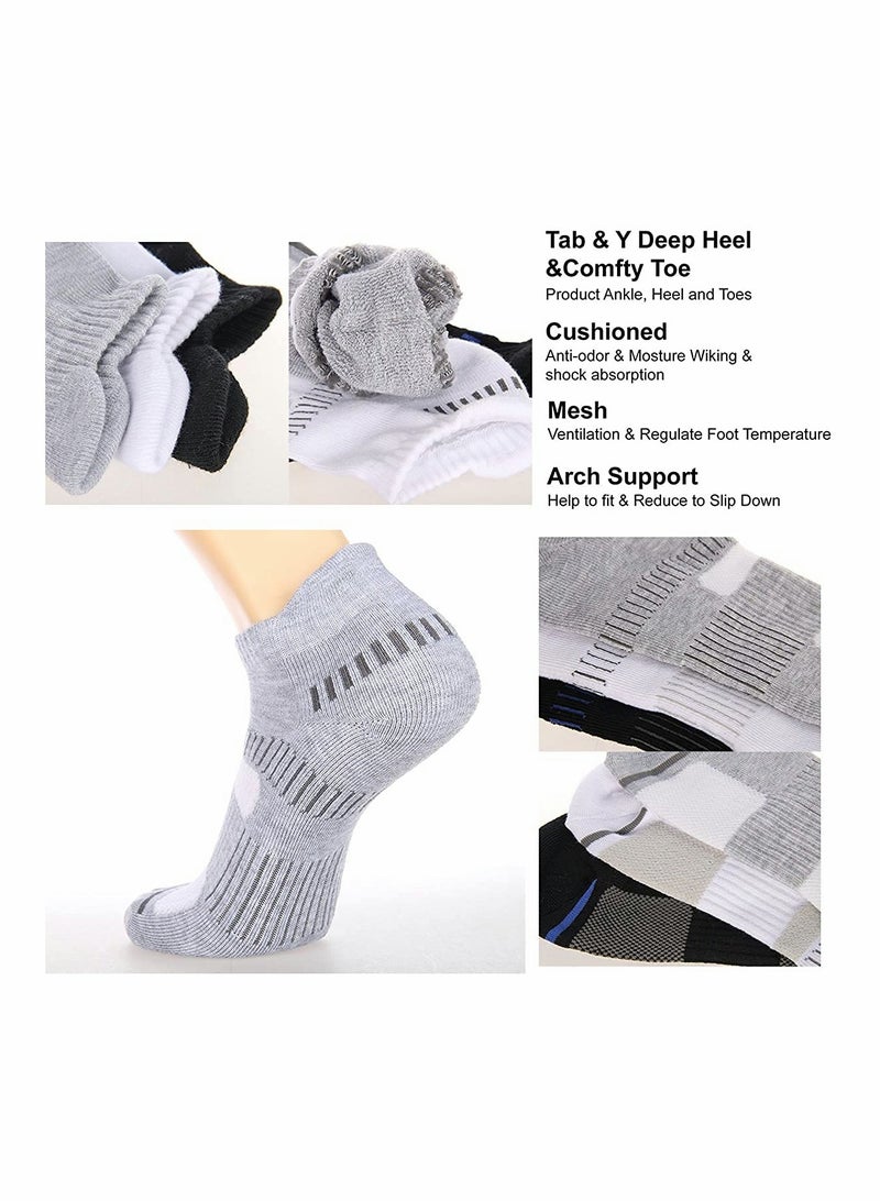 KASTWAVE Mens Ankle Socks，Low Cut Athletic Tab Socks(Gray) - Image 2