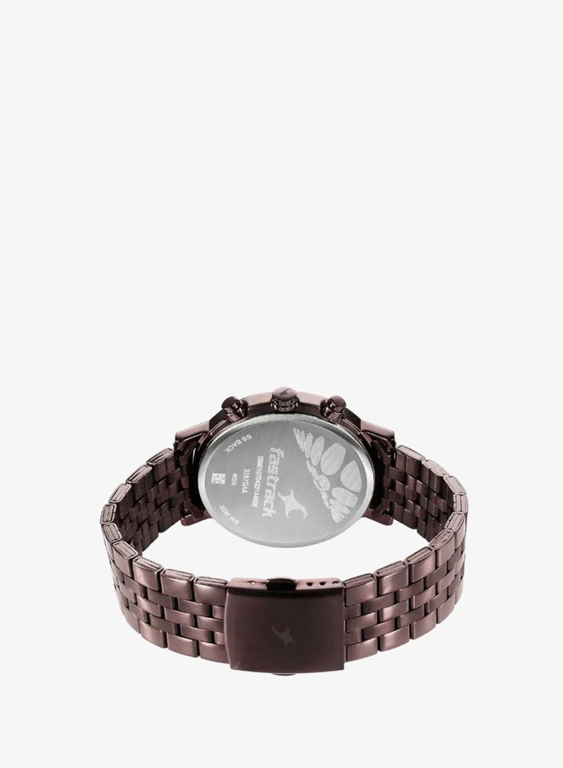 Fastrack Tick Tock Quartz Multifunction Watch for Guys With Brown Dial Metal Strap - Image 5