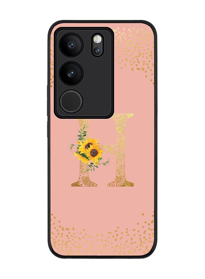 Stylizedd Case for Vivo V29 / Vivo V29 Pro / Vivo S17, Slim fit Flexible Cover Custom Monogram Initial Letter Floral Mandala Pattern Alphabet - H (Rose Pink) - Image 1