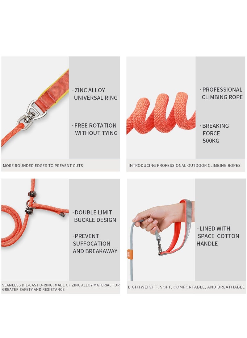 KASTWAVE - Slip Lead Dog Leash, 5 FT Dog Training Leash with Metal Stopper, Durable No Pulling Dog Lead Leash with Comfortable Handle, Nylon Heavy Duty Rope Dog Leash for Large Medium Small Dogs (Orange) - Image 1