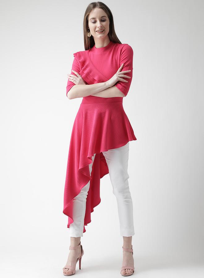 كاجوالي بلوزة كاسوالي سادة بكسرات وحافة غير متساوية - Image 2