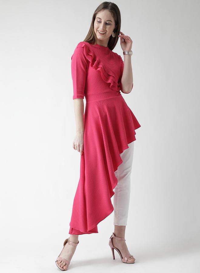 كاجوالي بلوزة كاسوالي سادة بكسرات وحافة غير متساوية - Image 1