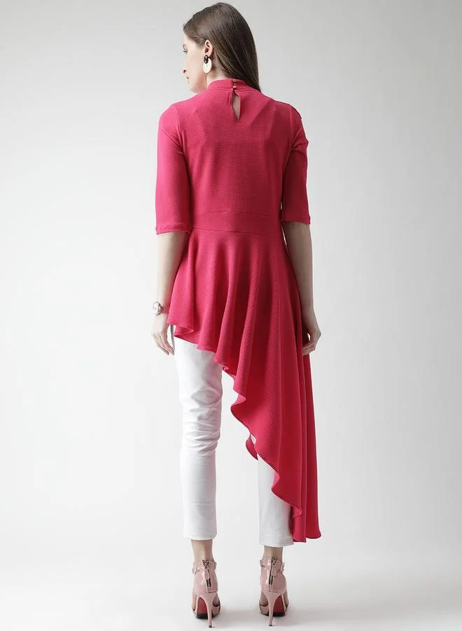 Kassually Kassually Solid Ruffle Detail High-Low Hem Top