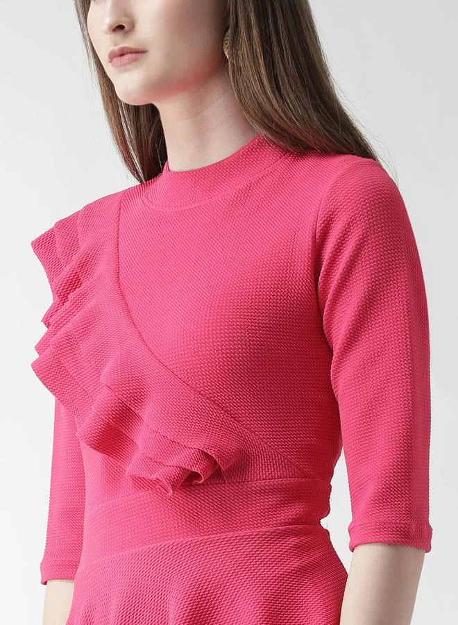 Kassually Kassually Solid Ruffle Detail High-Low Hem Top