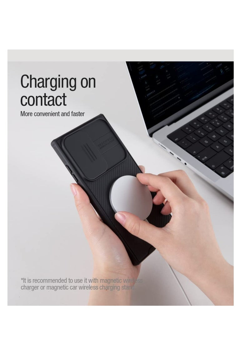 اووكاي جراب ألترا الكهرومغناطيسي لسامسونج S24 متوافق مع MAGSAFE ، غطاء كاميرا منزلق ، واقي محيطي ، مضاد لبصمات الأصابع ، مضاد للخدش ، غطاء نحيف مضاد للصدمات (أسود) - Image 2