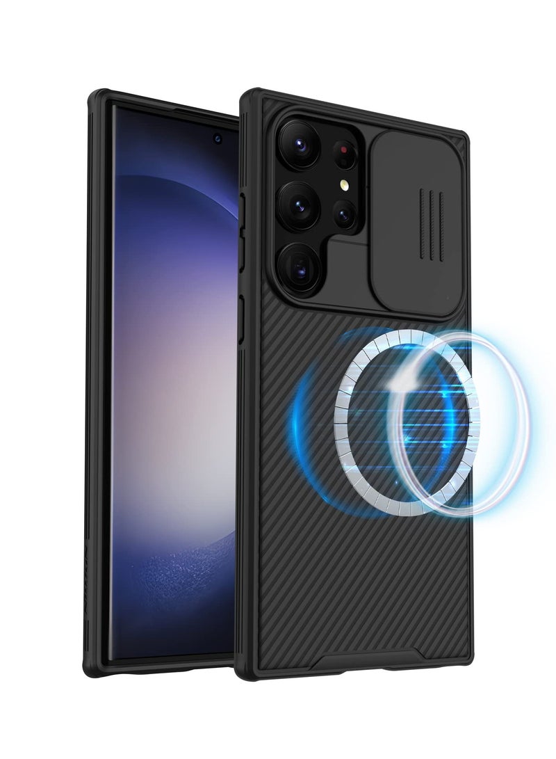 اووكاي جراب ألترا الكهرومغناطيسي لسامسونج S24 متوافق مع MAGSAFE ، غطاء كاميرا منزلق ، واقي محيطي ، مضاد لبصمات الأصابع ، مضاد للخدش ، غطاء نحيف مضاد للصدمات (أسود) - Image 1