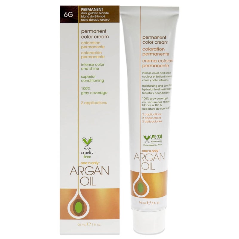 One N Only One N' Only Permanent Hair Color - Permanent Hair Dye Made with Argan Oil - Delivers Rich, Accurate Tones with Gray Coverage - Improves Moisture & Elasticity - 6G Dark Golden Blonde (3 oz) - Image 1