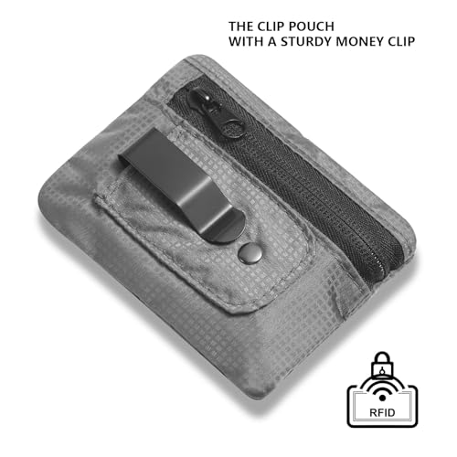 KOSMCCO RFID Blocking Clip Stash Pocket, Compact Hidden Travel Belt Wallet for Cards & Cash - Slim Pickpocket-Proof Design for Everyday Carry, Grey - Image 4