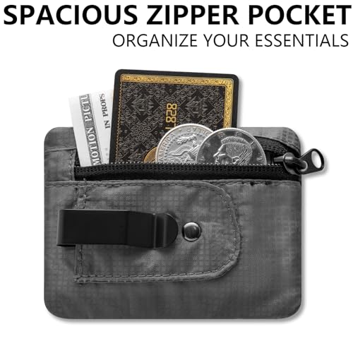 KOSMCCO RFID Blocking Clip Stash Pocket, Compact Hidden Travel Belt Wallet for Cards & Cash - Slim Pickpocket-Proof Design for Everyday Carry, Grey - Image 2