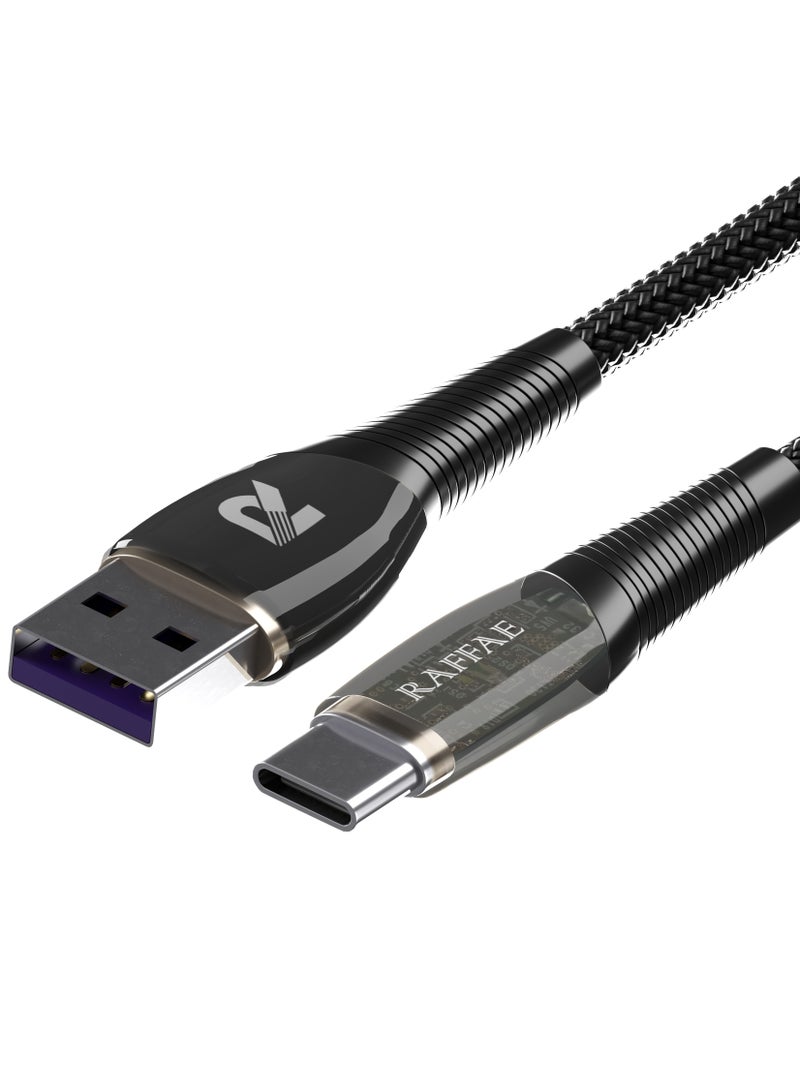 RAFFAE Transparent USB A to USB Type C Cable 1M Fast Charging for iphone 15/15 Plus/15 Pro/15 Pro Max, Samsung, OnePlus, Huawei - Image 2