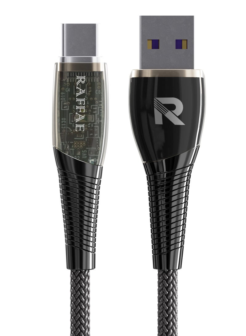 RAFFAE Transparent USB A to USB Type C Cable 1M Fast Charging for iphone 15/15 Plus/15 Pro/15 Pro Max, Samsung, OnePlus, Huawei - Image 3