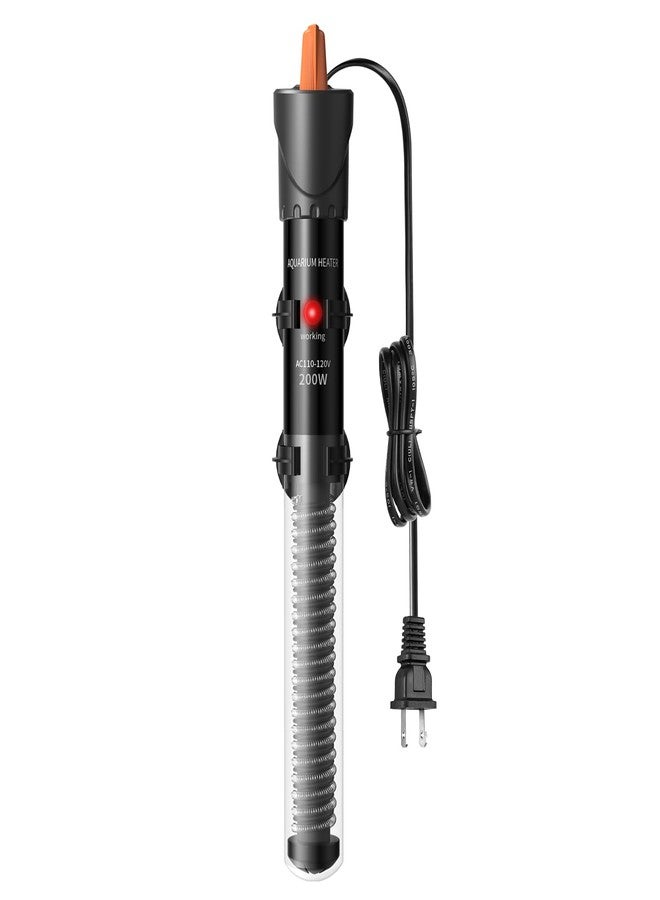 HiTauing Aquarium Heater 200W, Adjustable Knob Fish Tank Heater with 2 Powerful Suction Cups, Submersible Betta/Turtle Tank Heater for Freshwater and Saltwater Tanks - Image 1