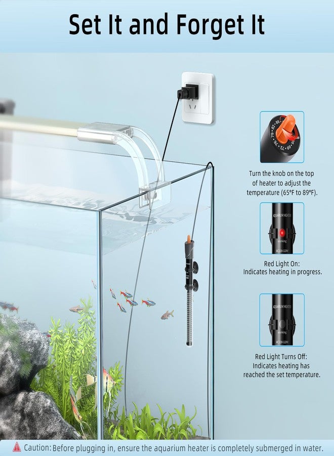 HiTauing Aquarium Heater 200W, Adjustable Knob Fish Tank Heater with 2 Powerful Suction Cups, Submersible Betta/Turtle Tank Heater for Freshwater and Saltwater Tanks - Image 4