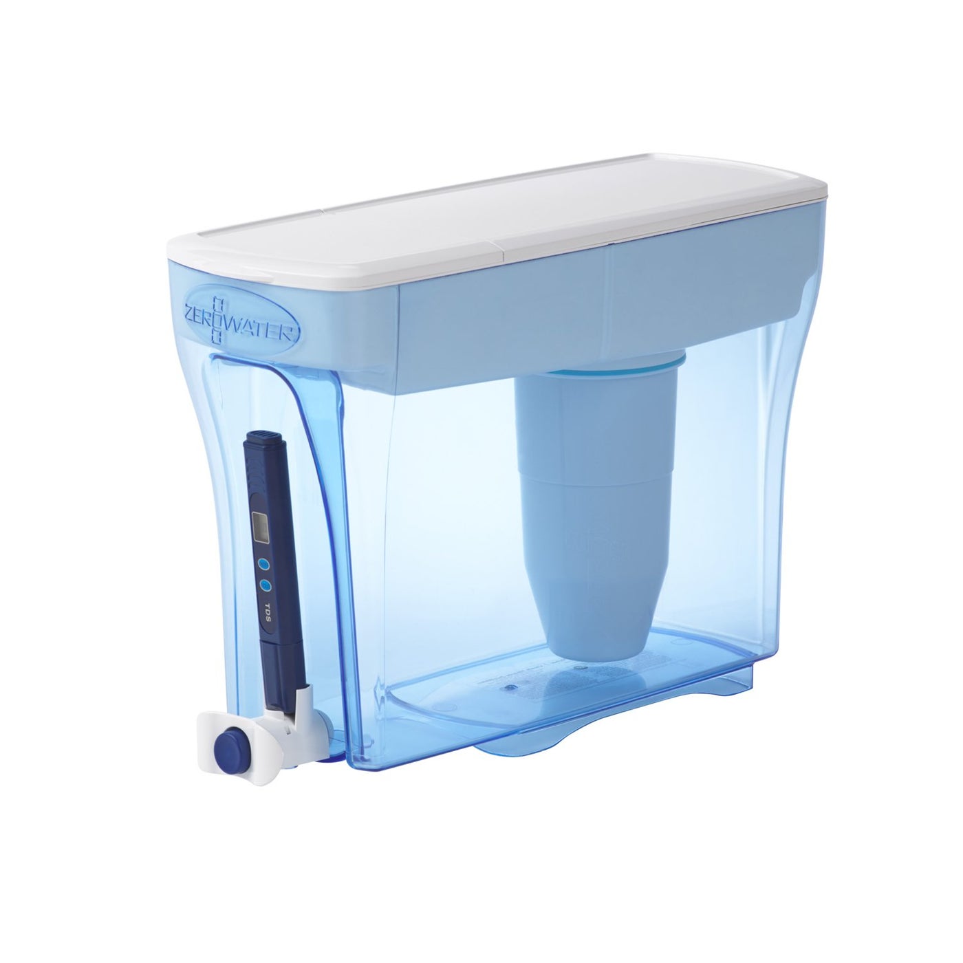 Culligan ZeroWater 23-Cup Ready-pour 5-Stage Water Filter Dispenser with 5-Stage 0 TDS Water Filter – IAPMO Certified to Reduce Lead, Chromium, and PFOA/PFOS