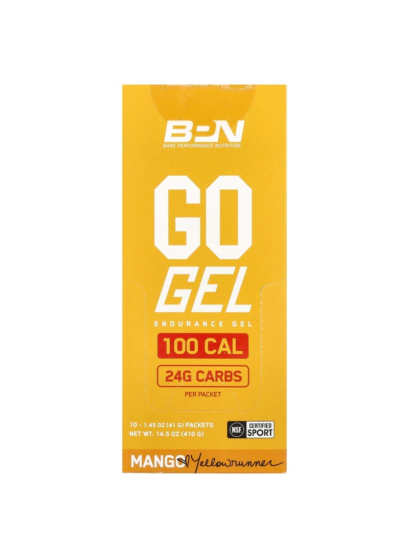 Go Gel, Endurance Gel, Mango, 10 Packets, 1.45 oz (41 g) Each