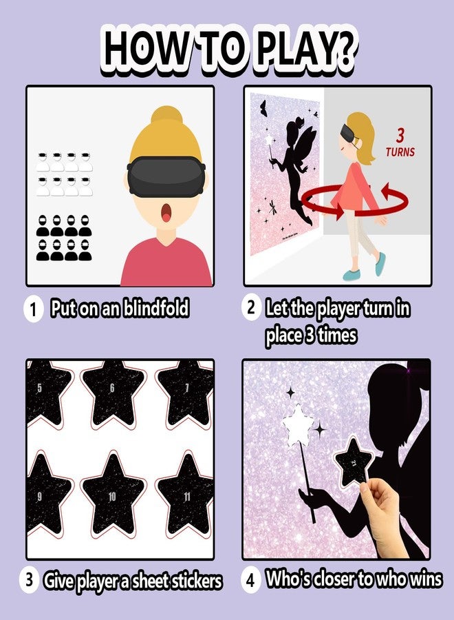 TYHJOY ألعاب حفلات عيد ميلاد الجنيات من TYHJOY، لعبة تثبيت النجمة على الجنية، زينة حفلات الجنيات، هدايا الحفلات، لوازم حفلات أعياد الميلاد، ألعاب مسلية - Image 4