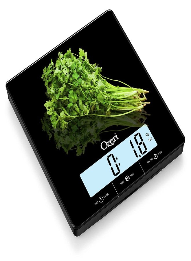 Ozeri Touch III 22 lbs (10 kg) Kitchen Scale in Tempered Glass, with Clock, Temperature & Humidity Gauge - Image 2