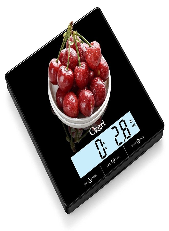 Ozeri Touch III 22 lbs (10 kg) Kitchen Scale in Tempered Glass, with Clock, Temperature & Humidity Gauge - Image 4