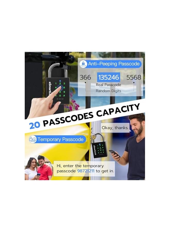 PROMASS - PROMASS Heavy Duty Smart Padlock with Key, Pad Lock with Code Keypad, Weatherproof Bluetooth RFID Keyless Electronic Digital Combination Lock for Gate Outdoor Fence Gym Locker Pool Shed Storage - Image 1
