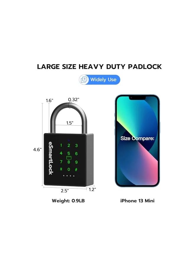 PROMASS - PROMASS Heavy Duty Smart Padlock with Key, Pad Lock with Code Keypad, Weatherproof Bluetooth RFID Keyless Electronic Digital Combination Lock for Gate Outdoor Fence Gym Locker Pool Shed Storage - Image 1