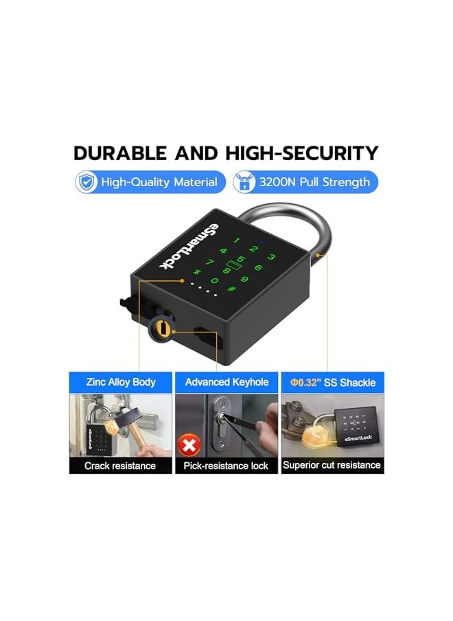 PROMASS - PROMASS Heavy Duty Smart Padlock with Key, Pad Lock with Code Keypad, Weatherproof Bluetooth RFID Keyless Electronic Digital Combination Lock for Gate Outdoor Fence Gym Locker Pool Shed Storage - Image 1