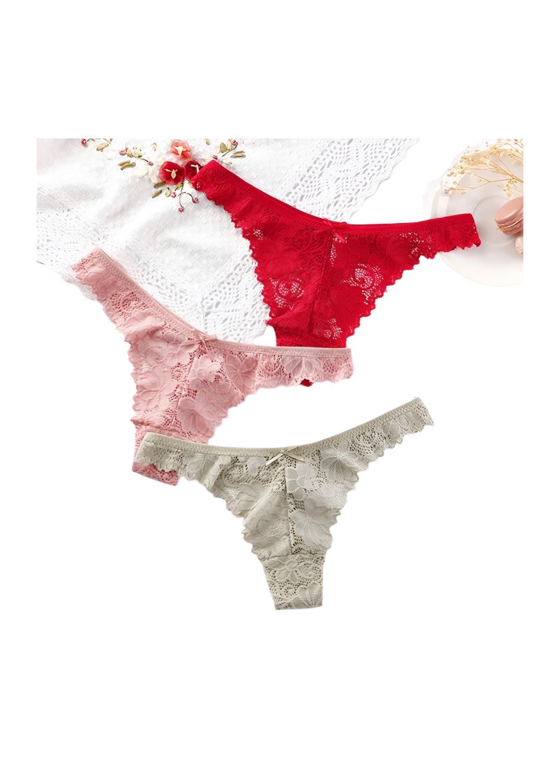 7 Piece Women Floral Lace Thong Panty Set Underwear Panties  - Image 2