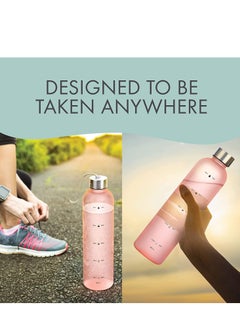 TYCOM Drinking Water Bottle With Time Marker - 1L Leak-Proof BPA Free Motivational Reusable 32oz Water Bottles With Times To Drink - Ideal For Fitness Sports Travel Gym & Outdoor  - Image 2