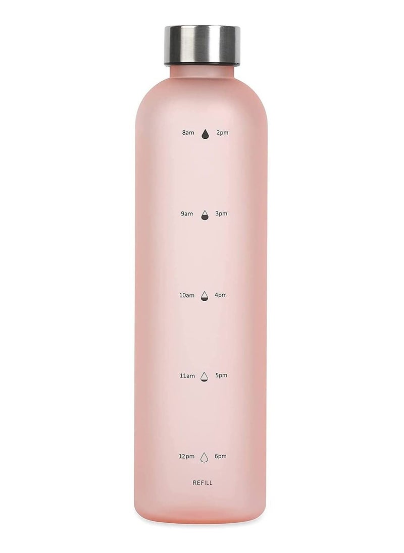 TYCOM Drinking Water Bottle With Time Marker - 1L Leak-Proof BPA Free Motivational Reusable 32oz Water Bottles With Times To Drink - Ideal For Fitness Sports Travel Gym & Outdoor  - Image 1