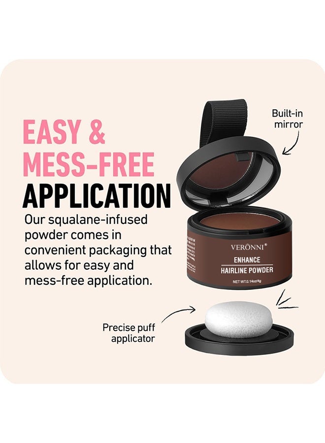 VERONNI Enhance Hairline Powder, Hairbear Hair Filler,Hairline Shadow Powder,Hairline Powder Instantly Conceals,Instant Volume&scalp Coverage For Thinning Hair,Fast & Full Care, 100% Water Sweat Resistant #Dark Brown - Image 3