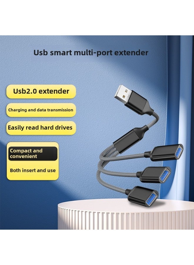 USB One-to-three Expansion Dock Extension Splitter Multi-interface OTG Converter Mobile Phone Computer Hub Adapter-Color:USB One-to-three Black - Image 1