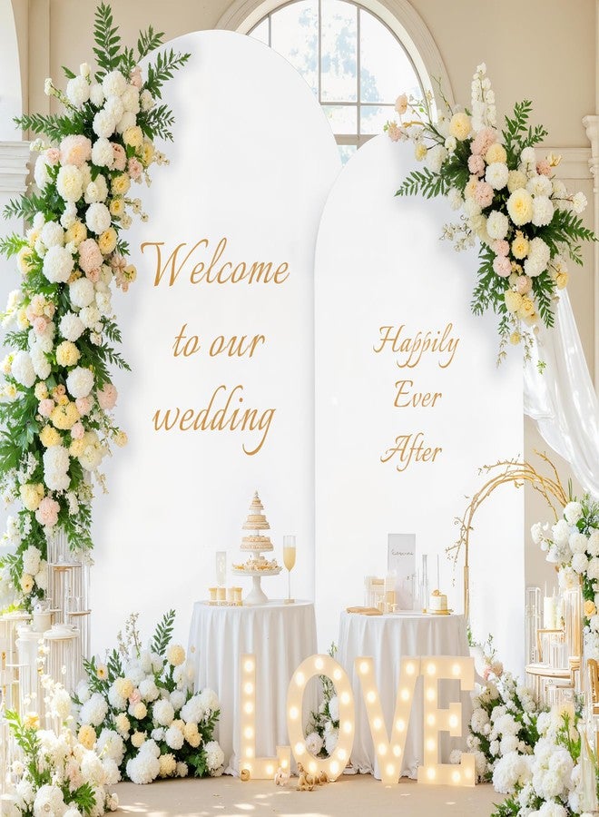 Suppromo White Blue Photo Arch Backdrop Cover Set of 2-7.2 and 6ft Spandex Arch Covers Stretchy Backdrop Baby Shower Arch Stand Covers for Boys Birthday Party Wedding Balloon Arch Background Decorations - Image 4