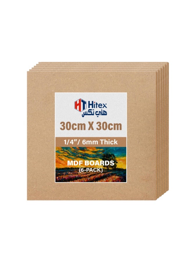 هيتكس لوح MDF - بني 6 مم | لوح خشب ناعم فاخر للأعمال اليدوية، ديكور المنزل، القطع بالليزر، صناعة النماذج، والنجارة (6 قطع، 30 سم × 30 سم) - Image 1