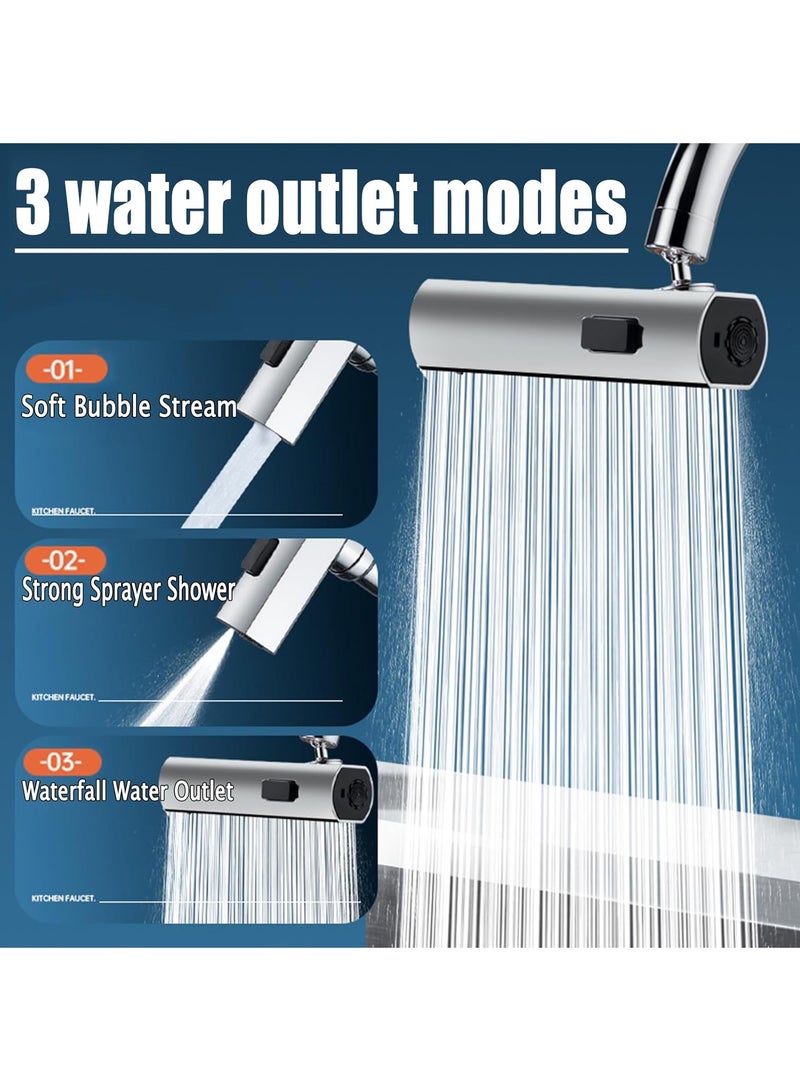 ميون صنبور المطبخ الشلال 3 في 1 صنبور المطبخ الشلال 360 درجة صنبور المطبخ اللمسي موسع الصنبور لحوض المطبخ صنبور المطبخ الشلال الدوار - Image 2