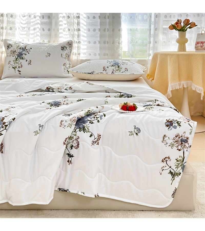 1pc Summer Quilt 59.06 by 78.74 Inches Lightweight Breathable Skin Friendly Polychrome Comfortable Night Sleep - Image 1