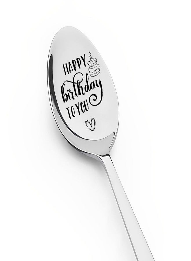 Guqqeuc Happy Birthday Gifts for Women Men Birthday Spoons Gifts for BFF Sister Brother Bday Gifts for Son Daughter Birthday Presents for Mom Dad Grandpa Grandma Ice Cream Lover Spoons - Image 1