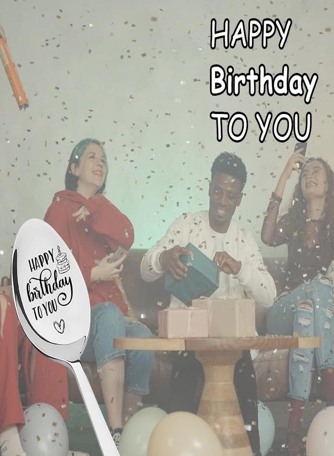 Guqqeuc Happy Birthday Gifts for Women Men Birthday Spoons Gifts for BFF Sister Brother Bday Gifts for Son Daughter Birthday Presents for Mom Dad Grandpa Grandma Ice Cream Lover Spoons - Image 3