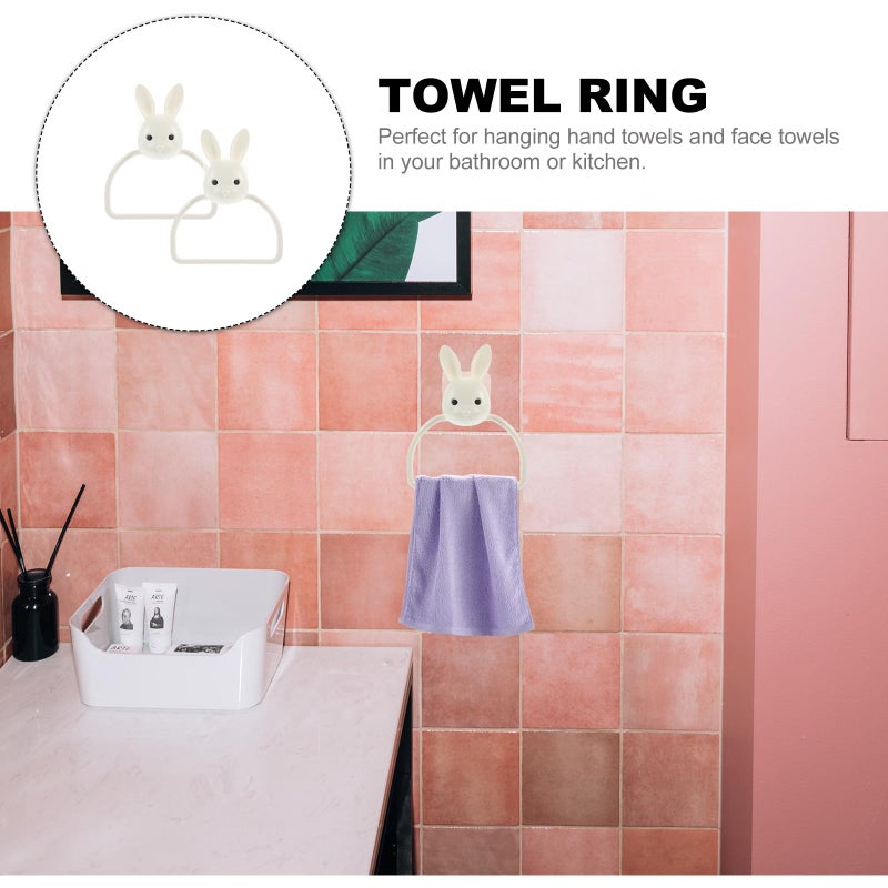 2Pcs Adhesive Towel Ring Holder Wall Mounted No Drill Bathroom Kitchen Set - Image 4