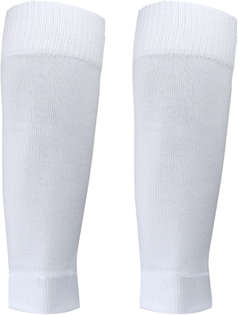 White Soccer Shin Guard Socks Pair For Men And Women Football Calf Sleeves - Image 1